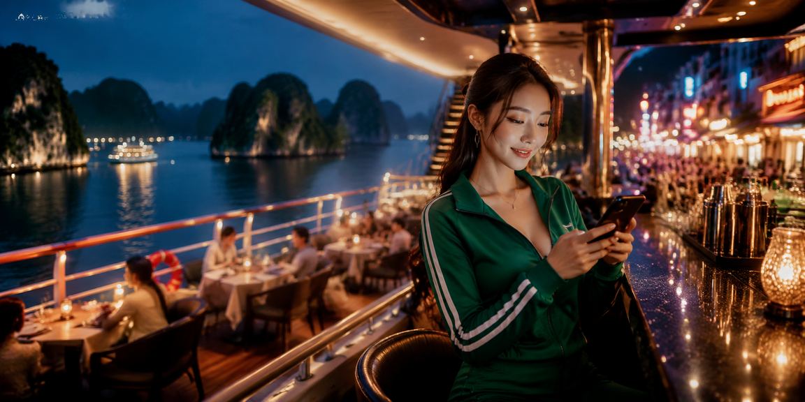 Ứng dụng di động 5737 trên smartphone bên bờ vịnh Hạ Long